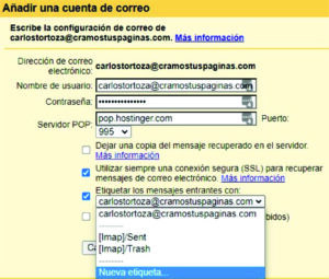 Configuración entrada- Creamos Tus Páginas