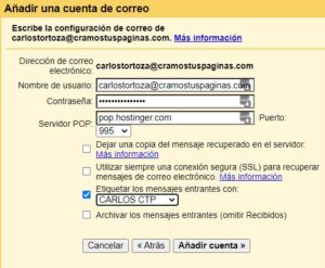 Configuración entrada- Creamos Tus Páginas