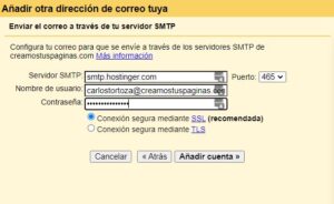 Configuración entrada- Creamos Tus Páginas