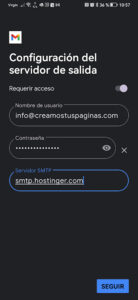 Configuración salida- Creamos Tus Páginas